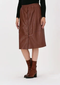 Cognacfarbene Summum A-linie Skirt Lambsleather