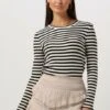 Schwarze Selected Femme T-shirt Anna Ls Crew Neck Tee Stripe