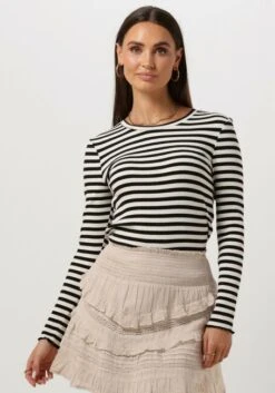 Schwarze Selected Femme T-shirt Anna Ls Crew Neck Tee Stripe