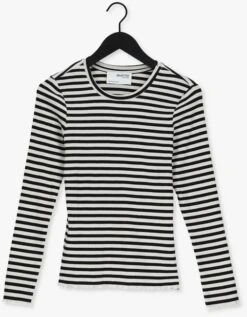 Schwarze Selected Femme T-shirt Anna Ls Crew Neck Tee Stripe -Minus Verkaufsgeschäft 204560 5