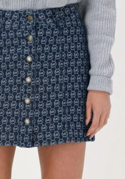 Dunkelblau Michael Kors Minirock Mk Logo Denim Skirt -Minus Verkaufsgeschäft 207368 3