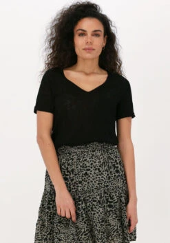 Schwarze Object T-shirt Objetessi Slub S/s V-neck Noos