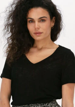 Schwarze Object T-shirt Objetessi Slub S/s V-neck Noos -Minus Verkaufsgeschäft 209688 3