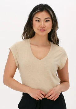 Sand Cc Heart T-shirt Basic V-neck Tshirt