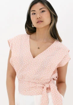 Koralle Scotch & Soda Top Jacquard Feminine V-neck Top -Minus Verkaufsgeschäft 213275 3