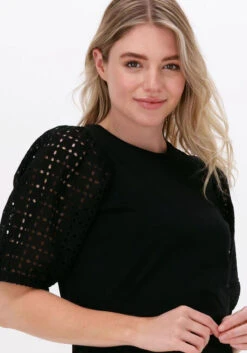 Schwarze Summum Top Top Single Jersey Broderie Mix -Minus Verkaufsgeschäft 220310 3