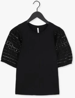 Schwarze Summum Top Top Single Jersey Broderie Mix -Minus Verkaufsgeschäft 220310 5