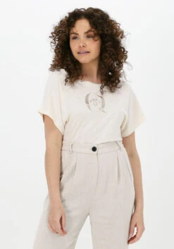 Weiße Summum Top Tee Logo Artwork Cotton Linen Jersey