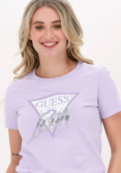 Lila Guess T-shirt Ss Cn Icon Tee -Minus Verkaufsgeschäft 220726 3