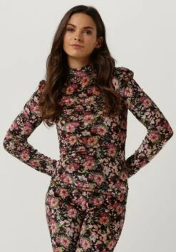 Lilane Colourful Rebel Neyo Flower Velvet Turtleneck Top