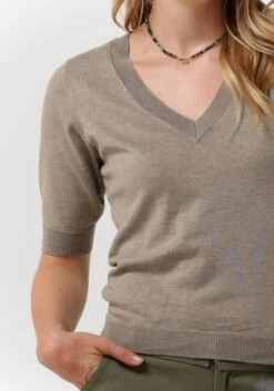 Khaki Minus Top Milla V-neck Knit Tee 1 -Minus Verkaufsgeschäft 226010 3
