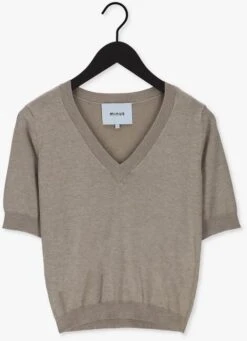 Khaki Minus Top Milla V-neck Knit Tee 1 -Minus Verkaufsgeschäft 226010 5