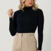 Dunkelblau My Essential Wardrobe Hapermw Rollneck Blouse -Minus Verkaufsgeschäft 235272 1