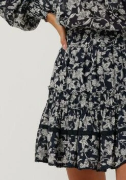 Dunkelblau Neo Noir Minirock Cosy Stencil Flower Skirt -Minus Verkaufsgeschäft 236103 3