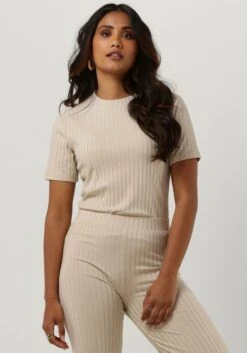 Beige Calvin Klein T-shirt Rib Short Sleeve Tee