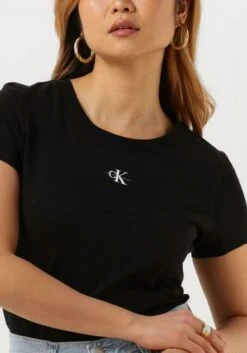 Schwarze Calvin Klein T-shirt Micro Monologo Slim Fit Tee -Minus Verkaufsgeschäft 237308 3