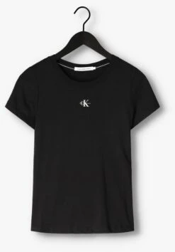 Schwarze Calvin Klein T-shirt Micro Monologo Slim Fit Tee -Minus Verkaufsgeschäft 237308 5
