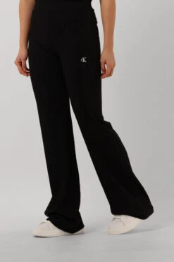 Schwarze Calvin Klein Schlaghose Elongated Rib Pants