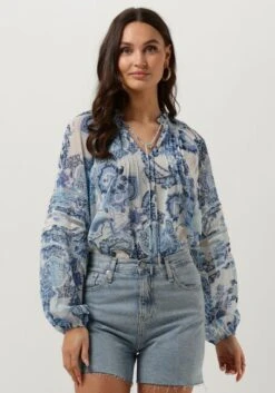 Blaue Guess Bluse Ls Gilda Trim Top