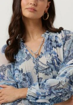 Blaue Guess Bluse Ls Gilda Trim Top -Minus Verkaufsgeschäft 237392 3