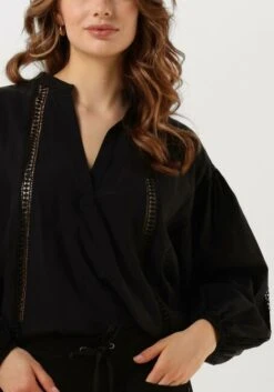 Schwarze Summum Bluse Top Lace Accent Tencel/cotton -Minus Verkaufsgeschäft 240483 3