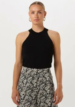 Schwarze Summum Top Tank Top Dull Viscose Polyamide Knit