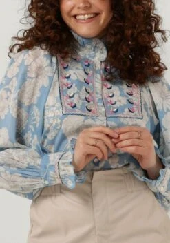 Hellblau Antik Batik Bluse Peony Blouse -Minus Verkaufsgeschäft 243801 3