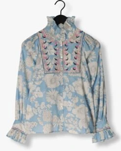 Hellblau Antik Batik Bluse Peony Blouse -Minus Verkaufsgeschäft 243801 5