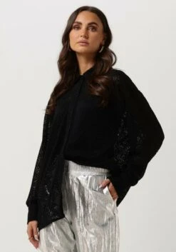 Schwarze Alix The Label Bluse Ladies Woven Zebra Lace Blouse