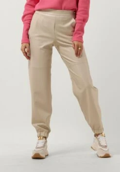 Beige Vanilia Hose Faux Leather Side Zip