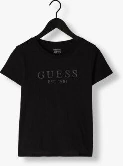 Schwarze Guess T-shirt Ss Guess 1981 Crystal Easy Tee -Minus Verkaufsgeschäft 249726 5