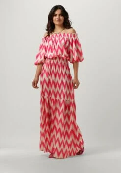 Fuchsie Access Maxikleid Off-the-shoulders Geometrically Printed Dress