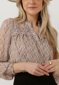 Beige Neo Noir Bluse Rhia Graphic Fire Blouse -Minus Verkaufsgeschäft 252162 3